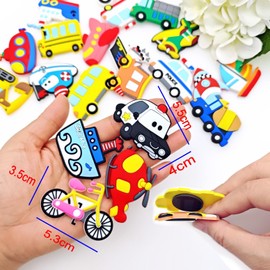 JZK 25x Car truck boat vehicle themed rubber refrigerator magnets for toddlers boys kids for whiteboard/fridge/easel, children birthday party favours gift, party bag fillers