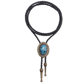 GelConnie Native American Bolo Tie Rodeo Cowboy Corbata de piel para disfraz de hombre y mujer, PL0073-Oro, Grande