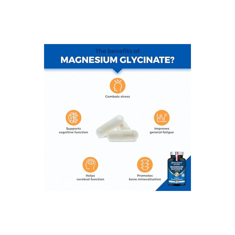 Nutrimea - Magnesium Glycinate Supplements 300mg - Vitamin B6-90 Capsules