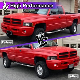 Nixon Offroad Headlights for Dodge Ram 1500 2500 3500 1994-2002 Head Lights Assembly LED Projector DRL Replacement Turn Signal Lights High Low Beam 1 Pair (Matte Black Housing/Clear Lens)