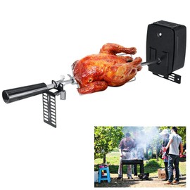 LOYALHEARTDY BBQ Rotisserie Kit, Stainless Steel Barbecue Grill Kit Rotating Grill Forks Automatic Rotating BBQ Grill for Roast Pork Lamb Chicken, Perfect for Picnics, Barbecues, Campfires