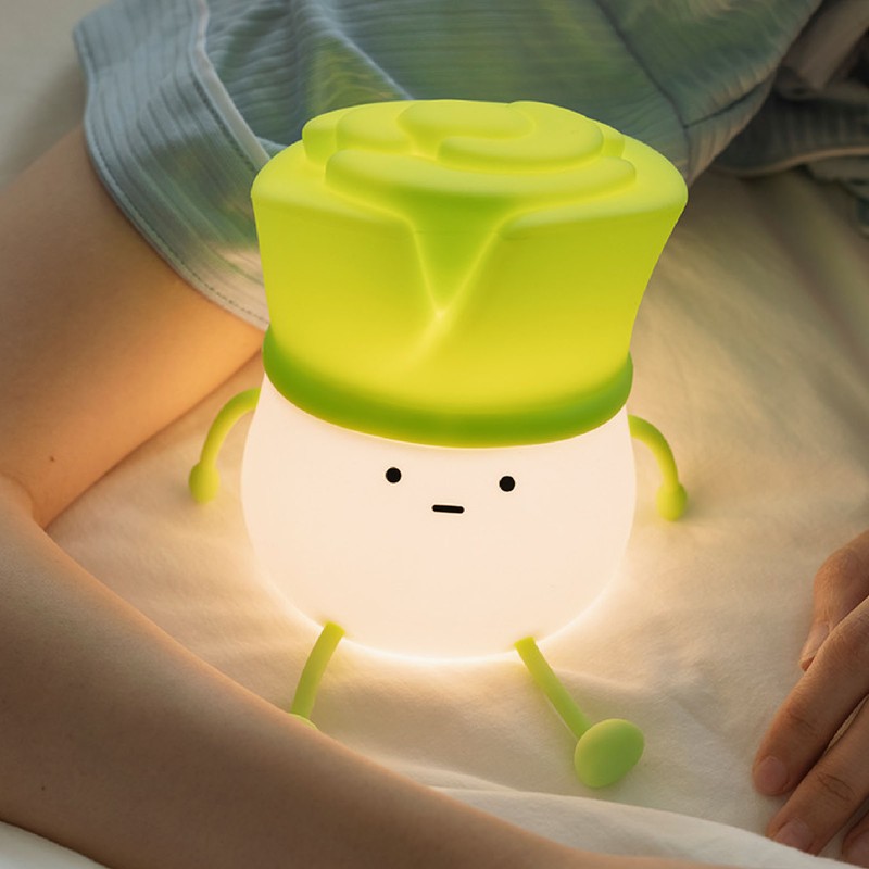 Cute LED Night Light Tap Control Rechargeable 1.5W Decorative Scallion