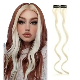 2 x Clip-In Hair Extension Highlights Streaks, Colourful Hair Highlights (Curly Light Blonde x 2)