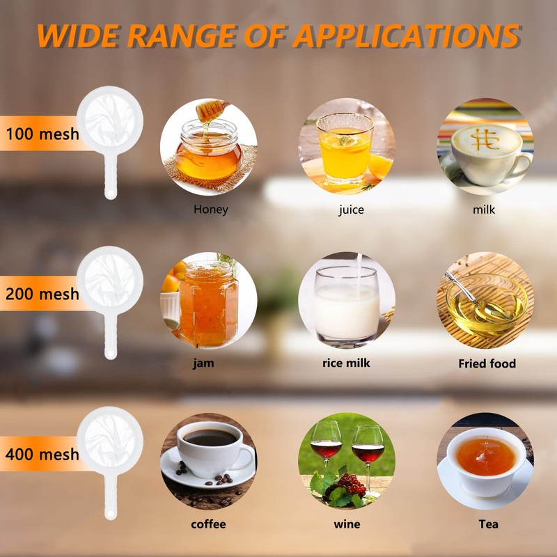 Kitchen Ultra-Fine Nylon Mesh Strainer 5.51 Inch, Plastic Sieve Fine