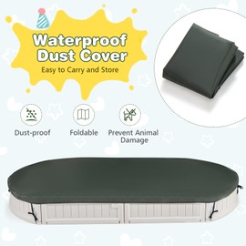 Costzon Kids Sandbox with Cover, Detachable Built-in Seating, Bottom Liner, Weather Resistant Outdoor Sandbox Kit, Child Outdoor Sand Pit for Backyard Lawn Garden Beach (Elliptical, White)