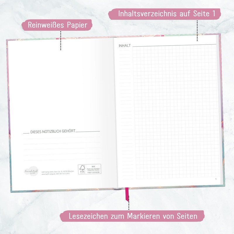 Trendstuff by Häfft Notebook A5 Squared Silky Pink 124 Pages,