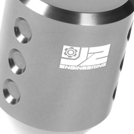 J2 Engineering J2-SK-011-SL Cylindrical Shape Aluminum Manual 6-Speed Shift Knob with 8mm 10mm 12mm Thread Adapters,Silver