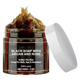 Morocco Body Scrub,African Black Soap Bar,Black Soap with Argan and Rose,African Black Soap,200g