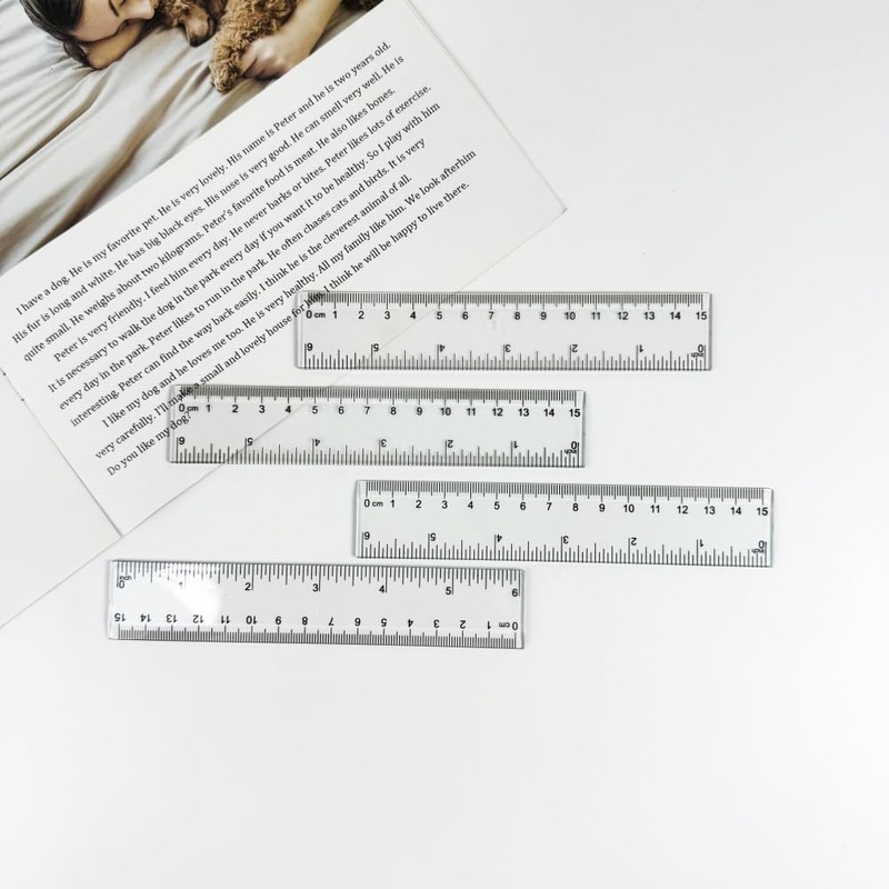 10Pcs 15cm Clear Plastic Rulers - 6 Inch Shatterproof, Transparent