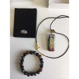 Box Chakra 3 Pc. Jewelry Set ~Necklace ~ Bracelet ~ Ring ~ Box Set