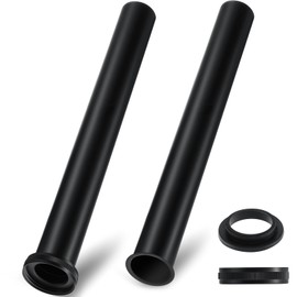 Tandefio 2 Pcs Flanged Sink Tailpiece 1-1/4" OD x 12" Brass Extension Tube for Trap Inlet Waste Sink Pipe Drain Connections, Black