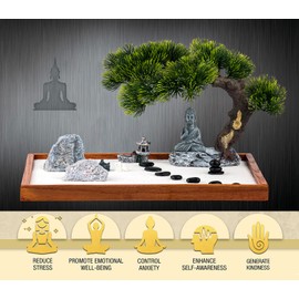 dgudgu Zen Garden Kit Jardin Zen Garden for Desk Zen Garden Accessories Mini Zen Garden Buddha Shape 14 x 10 inch