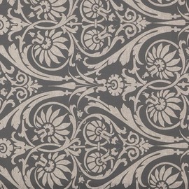 Kt KILOtela - Digital Printed Canvas Fabric – Half Panama 100% Organic Cotton, Oeko-Tex Standard 100 – 100 cm Length x 280 cm Width | Baroque Nostalgia – Grey ─ 1 Metre