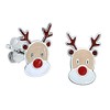 Reindeer Earrings Red Nosed Rudolph - Sterling Silver - Christmas