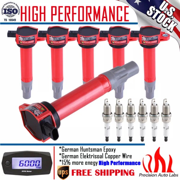 Precision Auto Labs 6 Pack Ignition Coil + Spark Plug