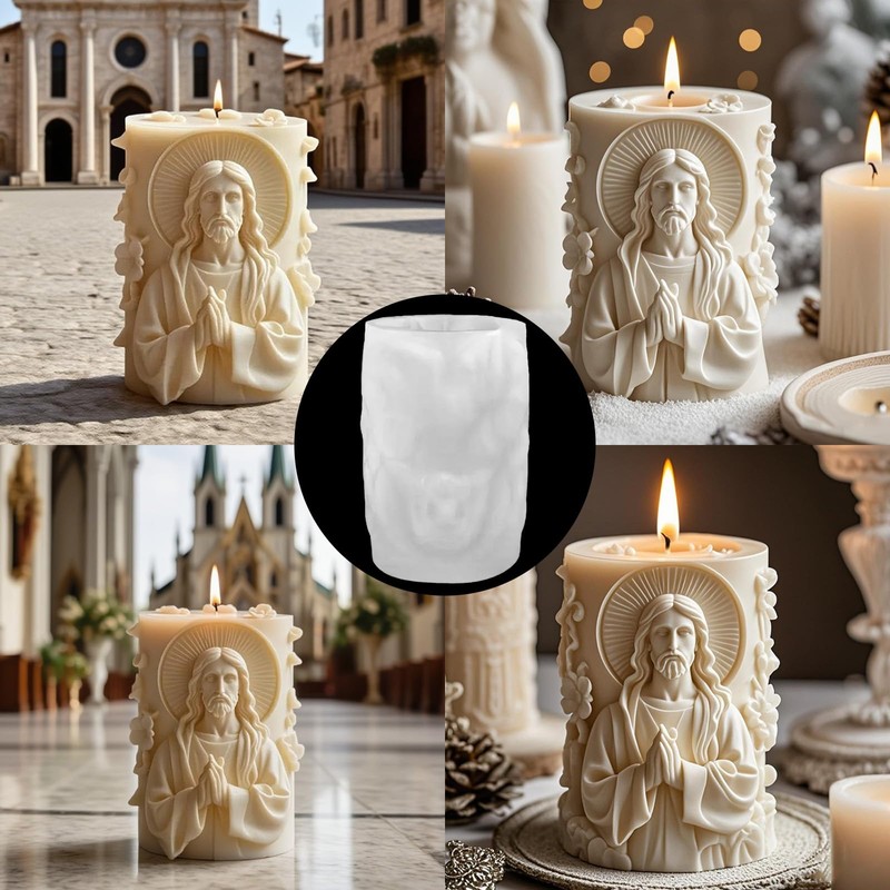 Molde de vela de Jesús en 3D, moldes de silicona