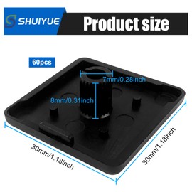60 Pcs Standard Plastic Square Aluminum Extrusion End Cap, Plastic ABS Accessories End Cap Black, Aluminum Profiles End Cap Cover Plastic Fasteners for 3030 Aluminum Extrusion with Profile