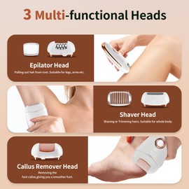 Epilator for Women，3-1 Hair Removal Device, Electric Shaver, Callus Remover and Epilator with 32 Tweezers & 2 Speeds for Legs, Arms Armpit Bikini Face
