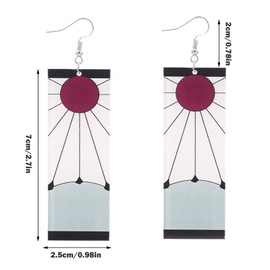 Demon Slayer Earrings, Demon Slayer Earrings, 2 Pieces, Ubephant Cosplay Anime Earrings, 7 cm, Cartoon Acrylic Drop Earrings, Unisex, Cosplay Props Accessories for Children, Acrylic