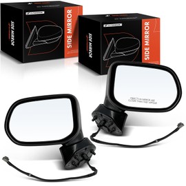 A-Premium Pair (2) Driver & Passenger Side Power Door Mirror - Compatible with Honda Civic EX/LX 2006 2007 2008 2009 2010 2011 Sedan - Non-Heated Manual Folding Black Smooth Outside Rear View Mirror