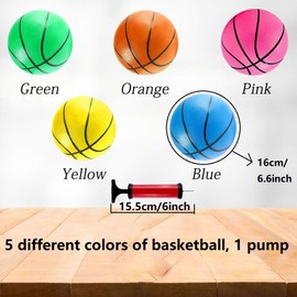 Mini Basketball, Colorful Children'S Mini Toy Basketball Set, With 16cm Rubber Basketball, Suitable For Indoor And Outdoor Children'S Basketball Hoop (5 Packs)