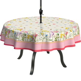 uwdfnwuif Outdoor Tablecloth with Umbrella Hole 60" x 60" Waterproof Zipper Table Cloth for Patio Table - Ideal for Picnics, Camping, and Yard Use