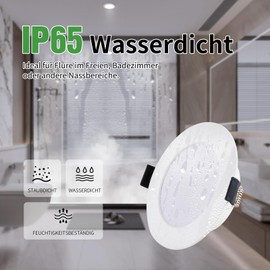 Grebeam 6 x 5 W LED spotlights, 230 V, neutral white, 4000 K, diameter 75-90 mm, hole diameter 450 lm, LED recessed spotlight, 230 V, LED spotlights ceiling outdoor for kitchen, living room, bedroom