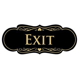 Designer EXIT Sign - Black/Gold - Medium