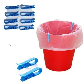 Jizlan 10 Pcs Blue Plastic Kitchen Garbage Bin Clip Bag Clips - Anti-Slip Fixation Clamp for Trash Cans Garbage Bins