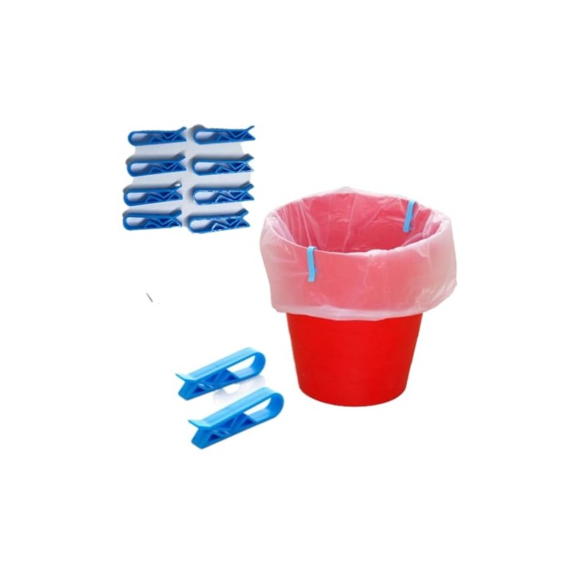 Jizlan 10 Pcs Blue Plastic Kitchen Garbage Bin Clip Bag
