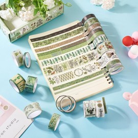 Sparkeads 20 Rolls Washi Tape Set Colored Masking Tape Forest Flower Leaf Letter Retro Decorative Adhesive Sticker for Scrapbooking Bullet Journals Present Wrapping DIY Crafts Book Planner(Green)