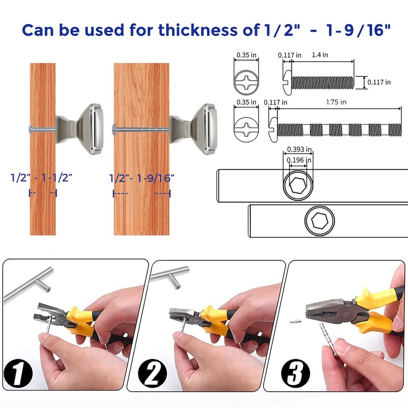Ravinte 30 Pack Solid Single Hole Square Foot Cabinet Arch