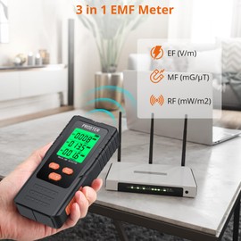 Proster 3in1 EMF Detector, Electric Magnetic Radiation Field Detector for 5G Cell Towers WiFi Smart Meters EMF Reader, or Paranormal Ghost Hunting Equipment