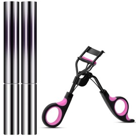 Máscara de Pestañas de Varita Metálica, Iron Wand Mascara a Prueba de Agua, Larga Duración, Volumen 3D y Rizado sin Grumos, Cepillo Metálico Lavable, Incluye Rizador de Pestañas(Marrón+Negro)