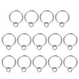 PATIKIL 14 Pcs Curtain Rings with Eyelets, 1.5" ID Glide Smoothly Metal Drapery Ring Fit Up to 1 1/4" Curtain Rod, Silver