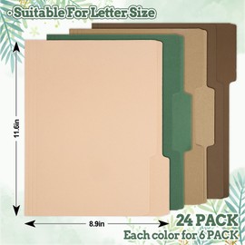 Whaline 24 Pack Brown Green File Folders Letter Size 4 Colors Sage Green Brown Fall File Pockets with 1/3 Cut Tab for Home Office Classroom Supplies, 8.9 x 11.6 Inch