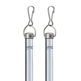 RecPro Acrylic Curtain Rod (2 Pack) | 1/2" x 30" | Tension Mounted | Includes Stainless Steel Snap Hooks