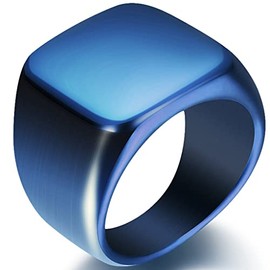 Jude Jewelers Stainless Steel Signet Ring Black Silver Gold Classical Cocktail Husband Father Valentine (Blue, 16)