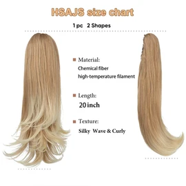HSAJS Pferdeschwanz Verlängerung Klauen Clip Groß Dutt Haarteil Langer lockiger Haarverlängerungen Clip Natürliche Synthetische Haarteile Ponytail Extension für Frauen