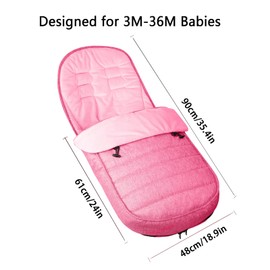 Pushchair Footmuff,Baby Stroller Cosy Toes Liner Buggy Padded,Universal Baby Sleeping Bag Footmuff,Windproof Warm Thick Cotton Pad Fitting for Pushchairs Strollers Prams Buggy, 0-6 Age (Pink)
