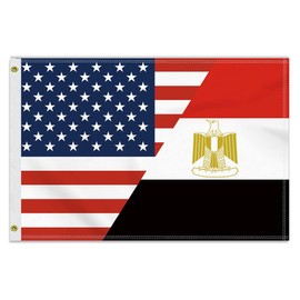 2×3 FT Egypt America Friendship Flag,Medium 60×90CM 150D Egyptian USA Outdoor Banner,Double Side Printing American Decor For Patio Garden With Brass Gromment