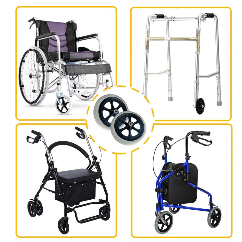 A pair of 8-Inch Solid Replacement Wheels Anti-Slip Front Wheels