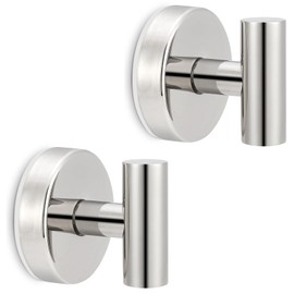Towel Hooks Shower Suction Hook Towel Hanger for Bathroom Hanging Coat, Robe, Removable Wall Mounted Hook for Bedroom Kitchen Hotel Pool Chrome(2-Pack)