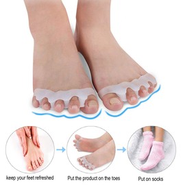 2 Pair Kids Gel Toe Separator, Toe Spreader for Nail Polish, Silicone Toe Straightener Toe Correctors Toe Stretcher Toe Spacers to Support Foot Fitness and Balance, Toe Stretcher for Hammertoes
