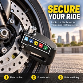 Alarm Disc Brake Lock for Motorcycles & Bicycles – Waterproof Keyed Protection for Scooters and Wheels