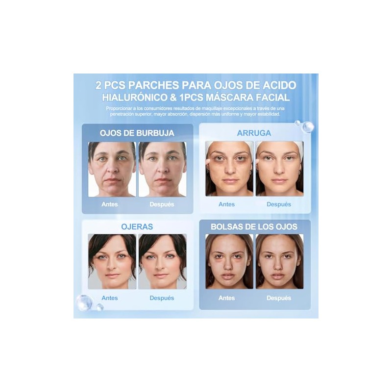 2Caja Parches para Ojos con Ácido Hialurónico y 1Caja Mascarilla