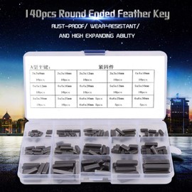 Diyeeni Key Spring Assortment, 140 Pieces, 8 to 30 mm Spring Key Set Made of Stainless Steel with Parallel Drive Shaft, Key Stock Keystock Assortment for Attaching Many Different Equipment