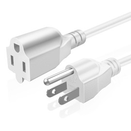 TNP Universal Power Extension Cord Cable Strip (3FT) - NEMA 5-15R to NEMA 5-15P Wire Connector Socket Plug Jack Outlet Power Strip Liberator Space Port Saver Extender - White