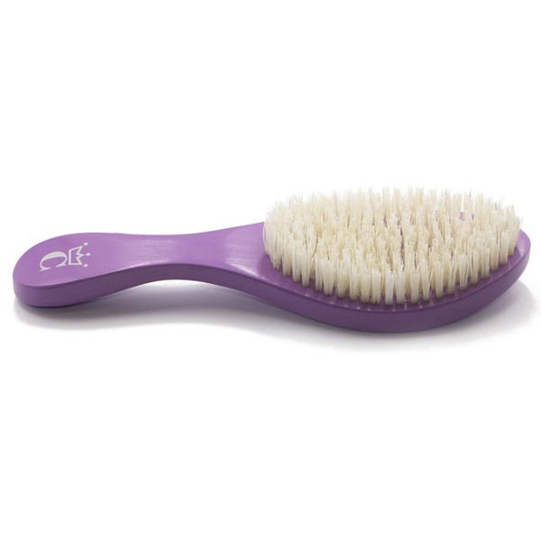 Crown Quality Products Original Contour 360 Wave Brush - MEDIUM - Mixed Boar Bristles, Wooden Body and Handle, Violet
