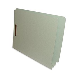 ALL-STATE LEGAL End Tab Pressboard Fastener Folder with 2 Fasteners, Straight-Cut Tab, 2" Expansion, Letter Size, Gray/Green, 25 per Box